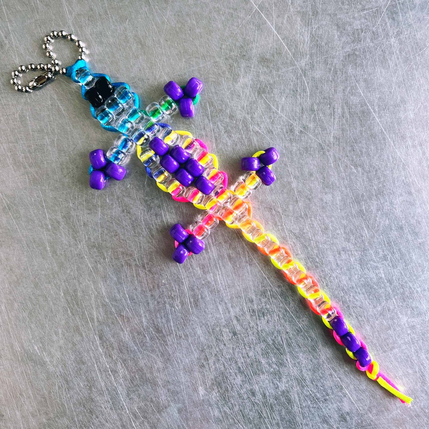 Purple Beaded Lizard Keychain