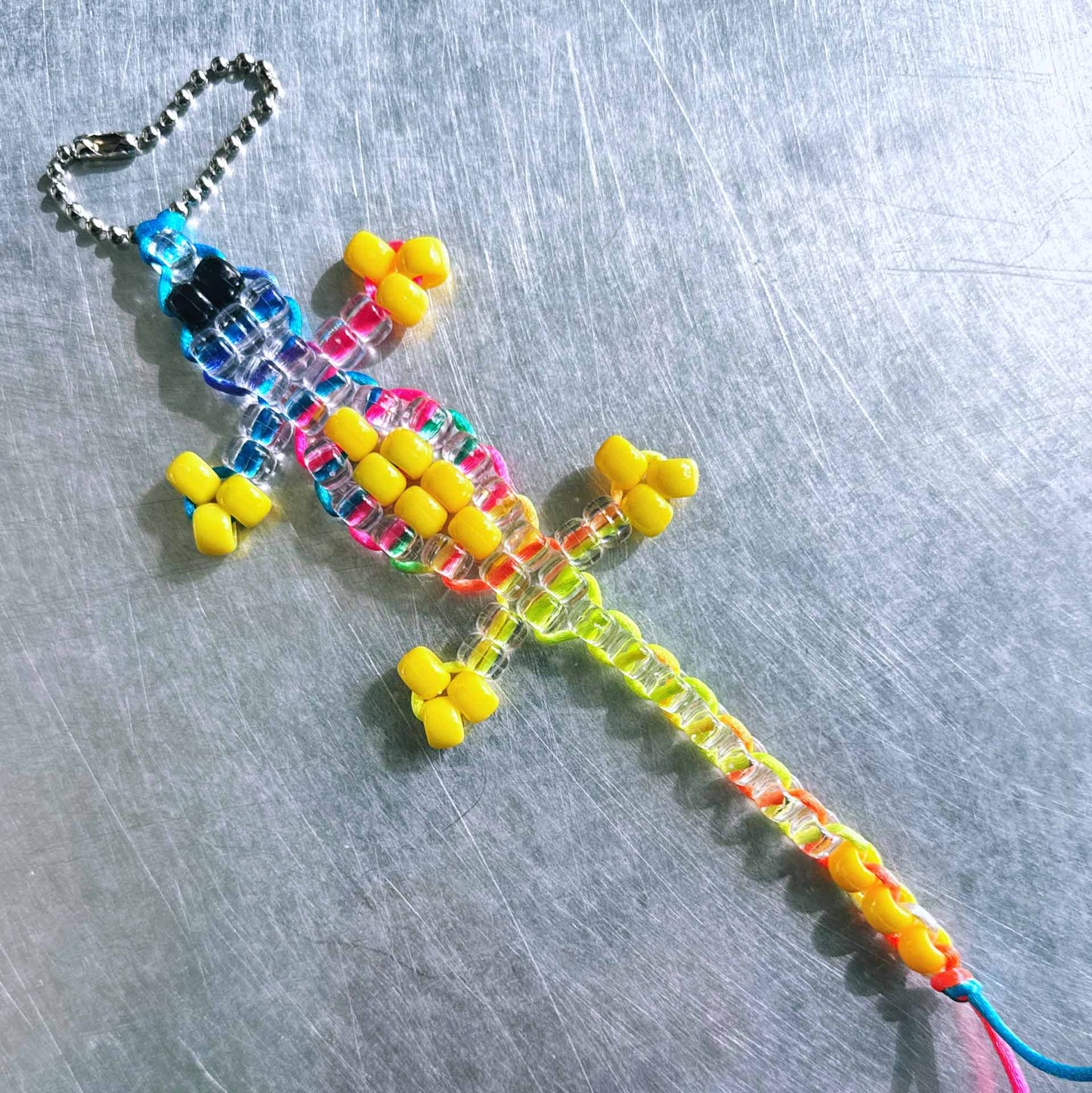 Yellow Beaded Lizard Keychain