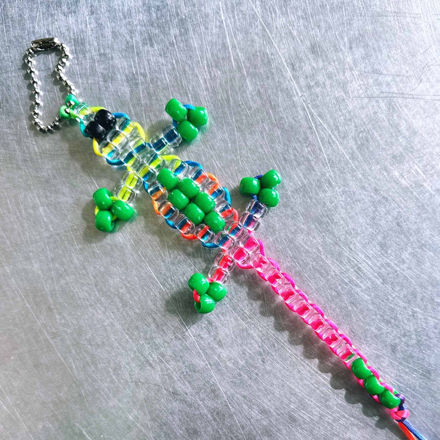 Green Beaded Lizard Keychain