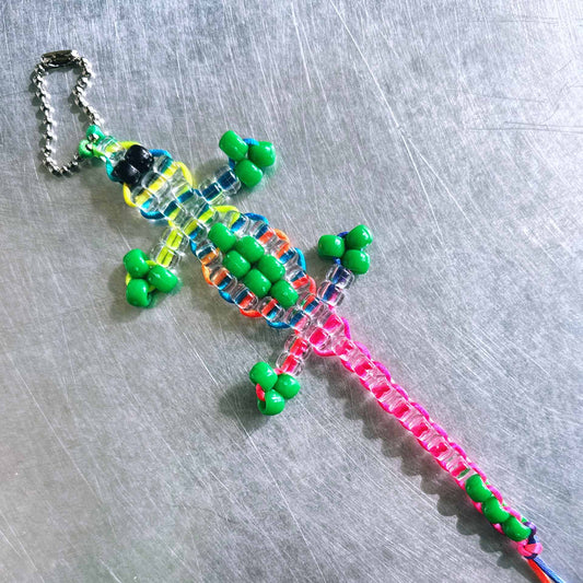 Green Beaded Lizard Keychain